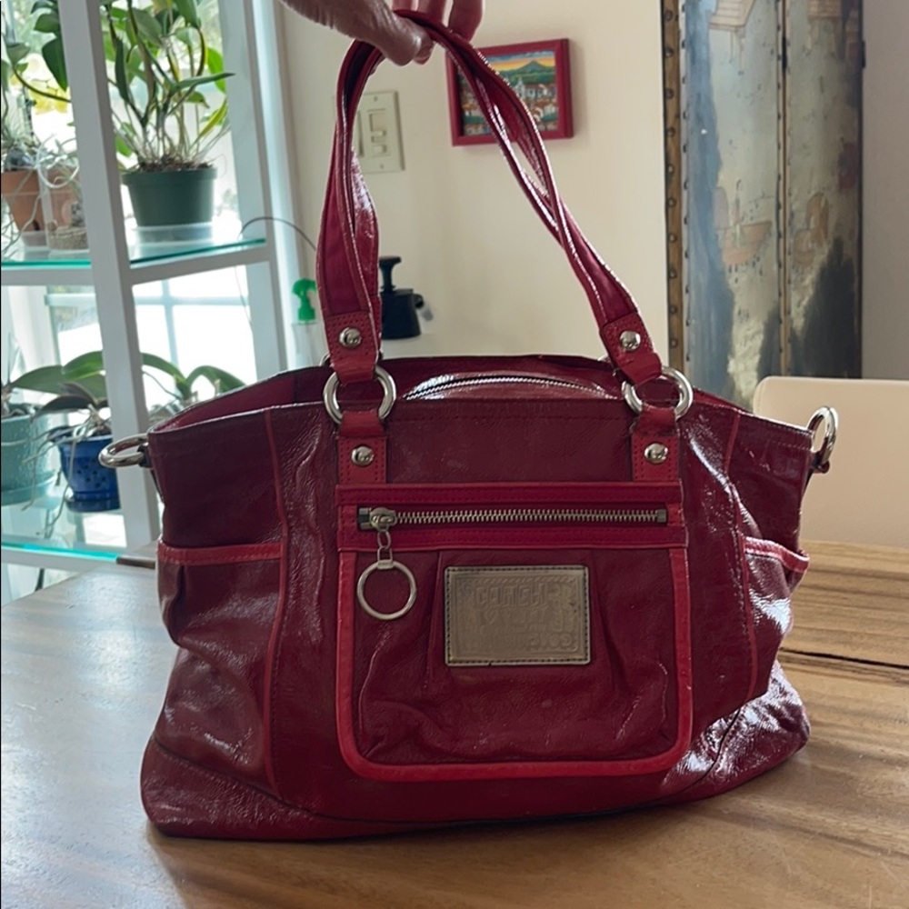 COACH vintage red leather purse, worn